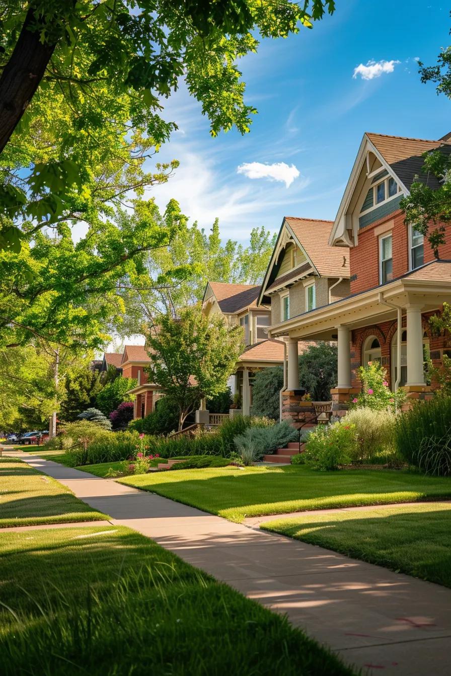 denver colorado homes with frontyard and street view no text no lettering