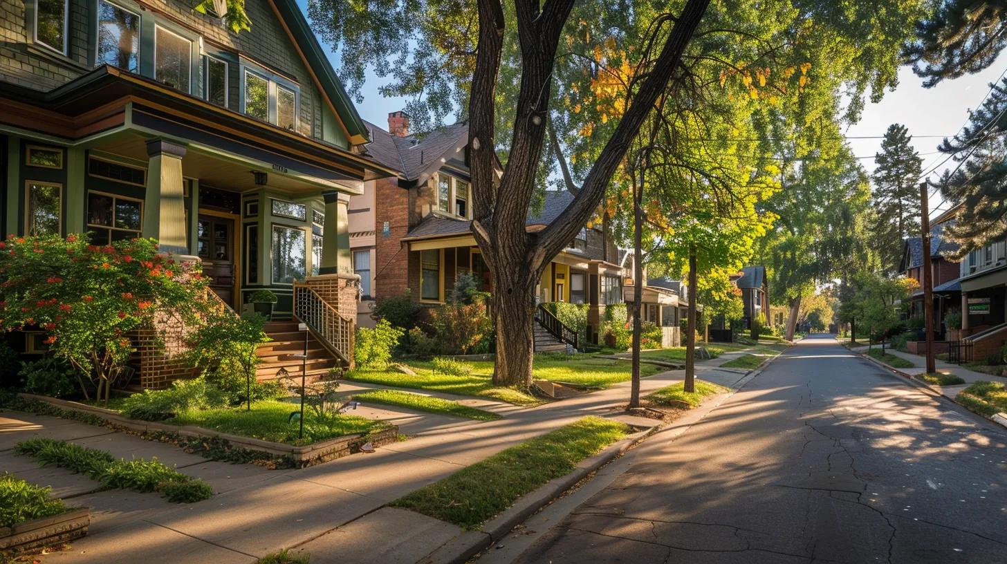 denver colorado homes with frontyard and street view no text no lettering